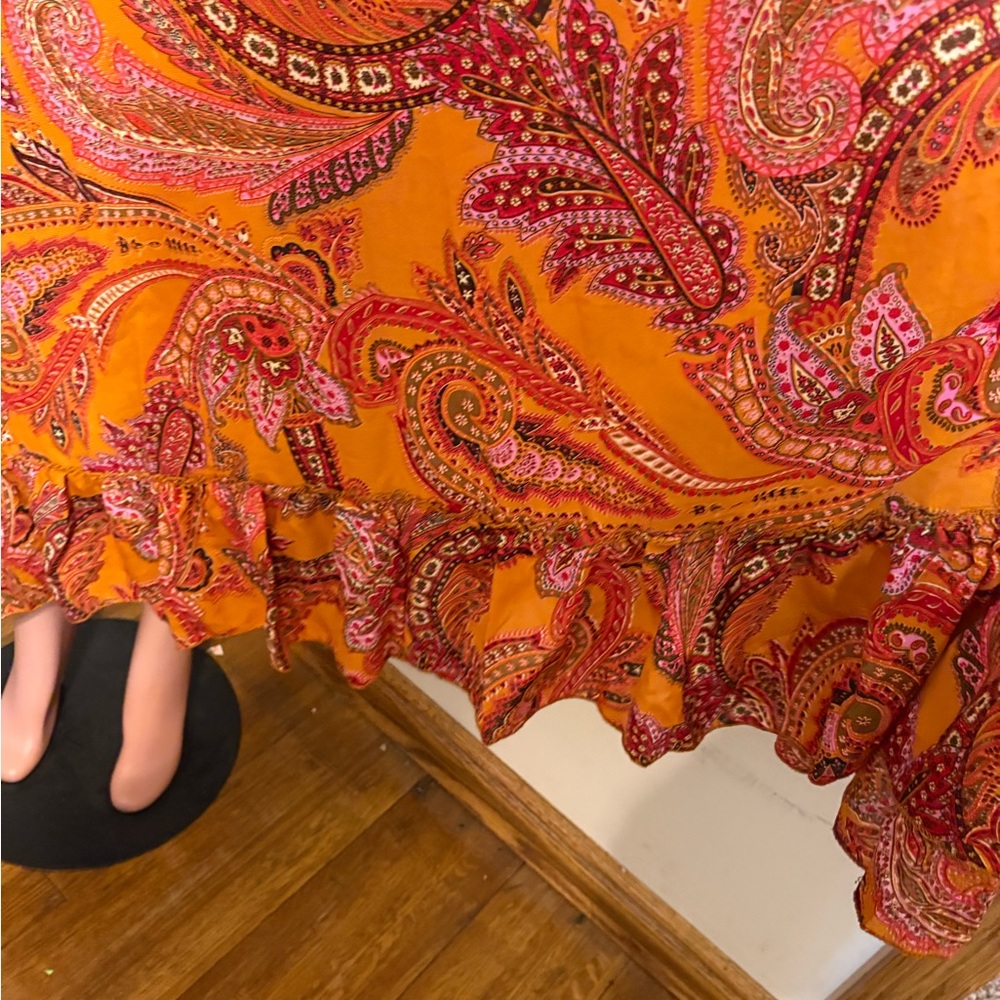 Earthbound Trading Co. small bohemian-style dress orange and red paisley print‎ - Picture 4 of 12